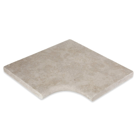 Margelle angle rentrant pierre naturelle egypte beige 42,5x42,5x3cm bord 1/2 rond