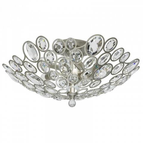 Plafonnier argenté crystal 6 ampoules 27 cm