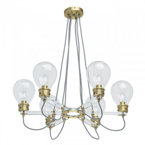 Suspension laiton loft 6 ampoules 72 cm