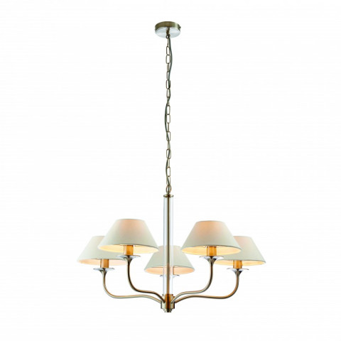 Suspension kingston, nickel et verre, 5 abat-jour