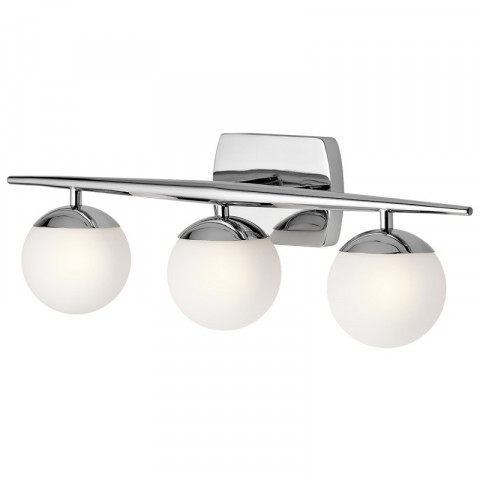 Applique jasper, chrome poli, verre opale, 3 led