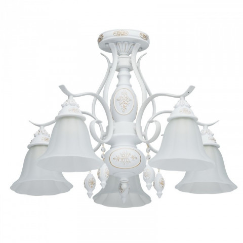 Plafonnier blanc country 5 ampoules 47 cm