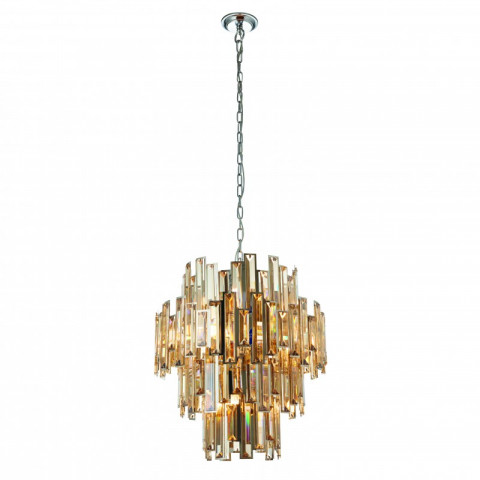 Suspension viviana, chrome et cristal, 12 ampoules