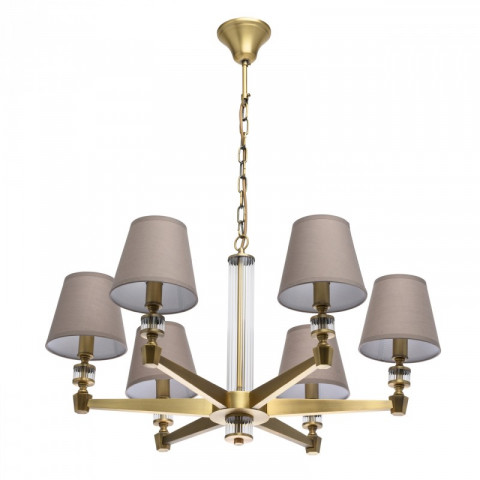 Suspension laiton neoclassic 6 ampoules 86 cm