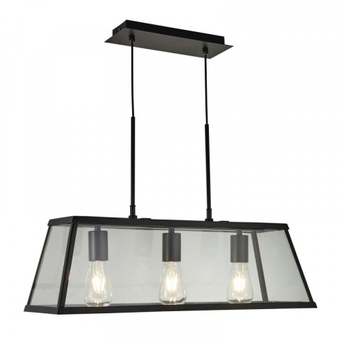 Suspension 65 cm voyager, noir, en verre