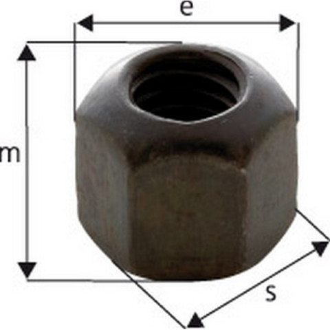 Ecrou hexagonal, sans embase, Filetage : M10, 6 pans cote s/plats S 16 mm, Cote e 17,80 mm, Hauteur m : 15 mm, Hauteur r : 15 mm
