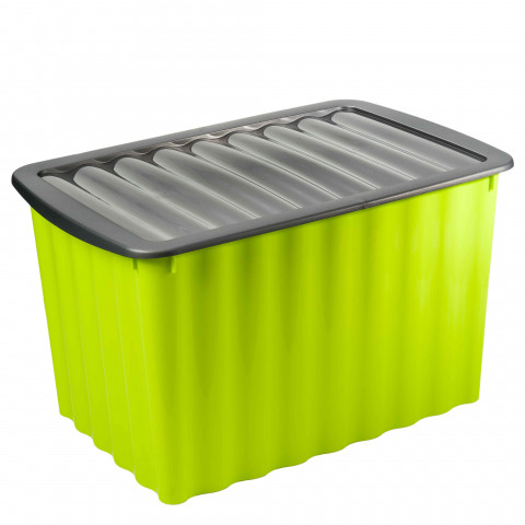 Boite de rangement verte 58l avec couvercle