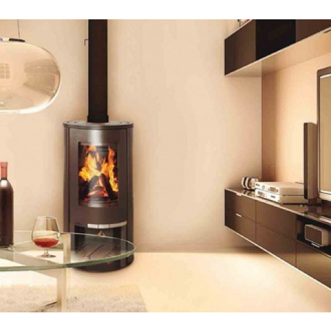 Poele a bois de forme arrondie a bucher inferieur 11 kw elypse bucher inferieur, ferelypse