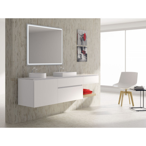 Meuble de salle de bain 120cm bloc 19 - ensemble suspendu blanc