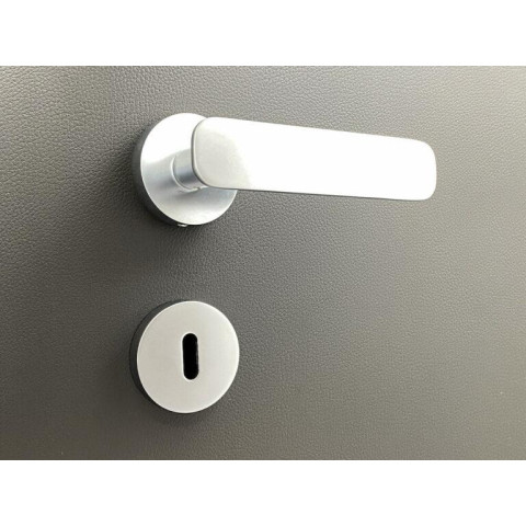 Poignée de porte design à clé finition aspect chromé mat Eva - KATCHMEE