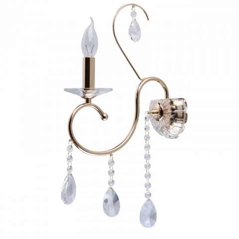 Applique murale dorée crystal 1 ampoule 27 cm