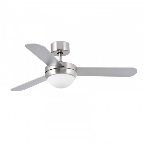 Ventilateur de plafond avec lumière nickel brossé feroe 2 ampoules