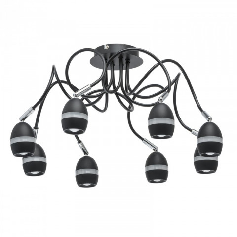 Plafonnier noir techno 8 ampoules 26 cm