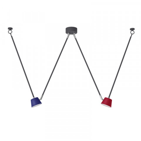 Plafonnier gris techno 2 ampoules 68 cm