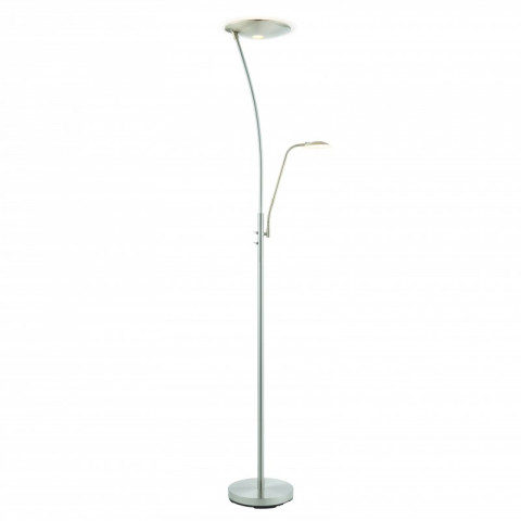 Lampadaire alassio avec liseuse, chrome satiné et plastique