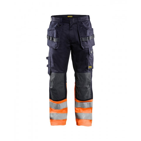 Pantalon multi-normes inhérent poches marine orange fluo  14891513