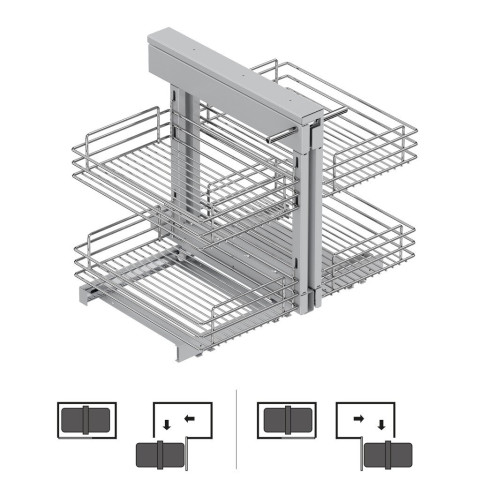 Système d'angle extractible pour meuble de cuisine Suprastar, acier, chrome