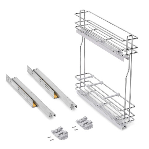 Porte-bouteilles latéral extractible SupraMax avec fermeture amortie, module 150mm, acier, chromé