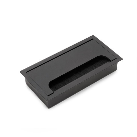 Passe-câbles de table Emuca Quadrum, rectangulaire, 159x80mm, à encastrer, Aluminium, Peint en noir