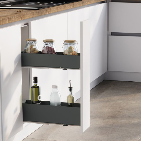 Porte-bouteilles latéral extractible TitaneMax, avec fermeture amortie, dimensions et couleurs aux choix