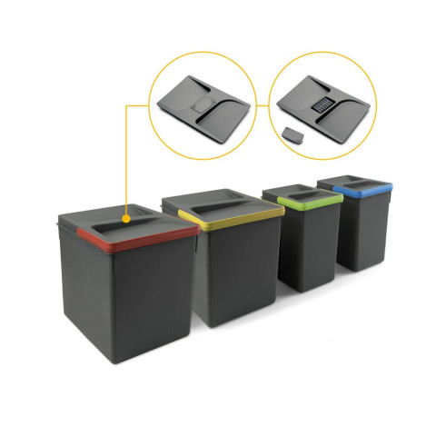 Poubelles pour tiroir de cuisine Recycle avec reservoir anti-odeurs, Hauteur 216