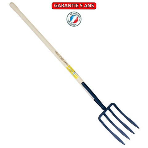 Fourche à bécher à soie 4dt spatulée manche pomme