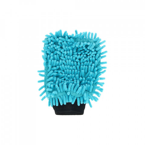 Gant de lavage microfibre double face bleu