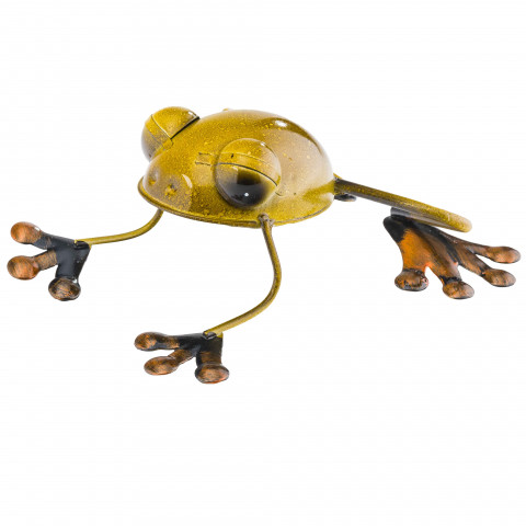 Grenouille en métal déco vert 12x5x22cm