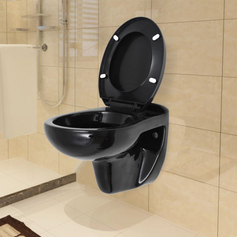 Toilette avec siège avec fermeture en douceur - Céramique Marron foncé