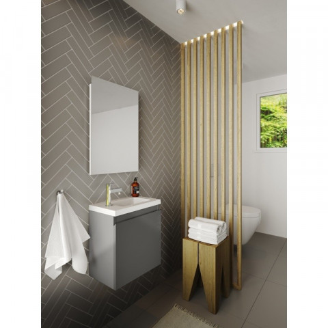 allibert ensemble lave mains 40 cm 1 porte avec miroir couleur gris fonce brillant porto pack distriartisan