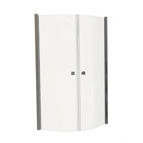 Paroi de douche quart de cercle 90 cm ép. 6 mm sérigraphie bande givrée frisco