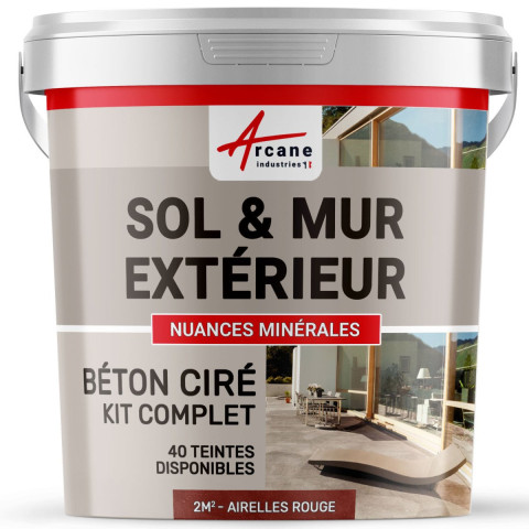 KIT BETON CIRE EXTERIEUR - Béton ciré extérieur pour sol, mur, terrasse, balcon, escalier - Couleur et surface au choix