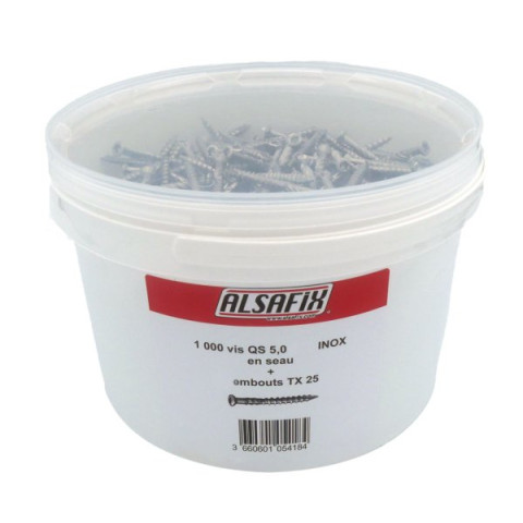 Kit 600 Vis terrasse 5x80 inox C1 + 3 embouts TX-25 - KIT00842