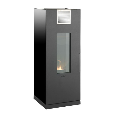 Poele a granulés thera anthracite côtés verre noir