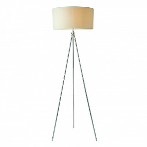 Lampadaire tri, chrome, avec abat-jour