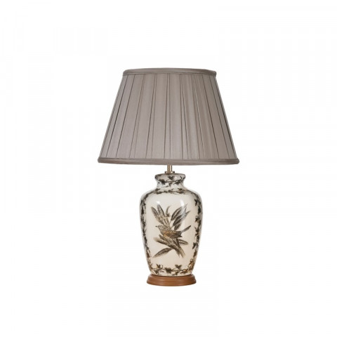 Lampe etched birds, porcelaine, sans abat-jour