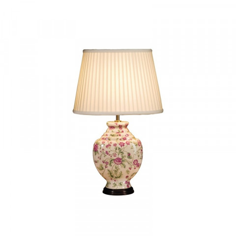 Lampe pink carnations, porcelaine, sans abat-jour