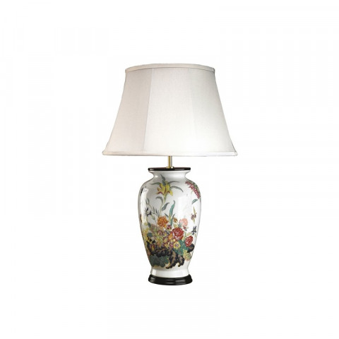 Lampe rose, porcelaine, sans abat-jour