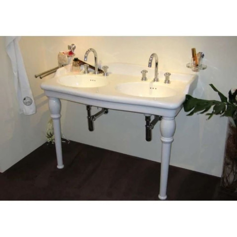 Lavabo sur colonnettes double vasques Louxor Blanc Sarreguemines