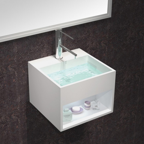 Lave main carré - solid surface blanc mat - 33x33 cm - enjoy