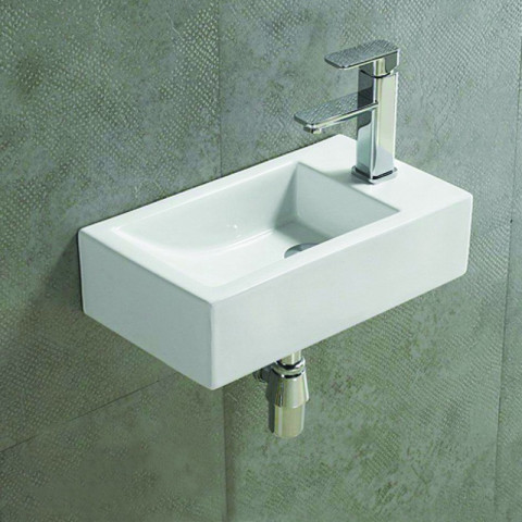 Lave main rectangulaire droite - céramique blanc - 46x26 cm - studio