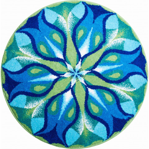 Tapis de salle de bain silent glow bleu vert rond 80 cm
