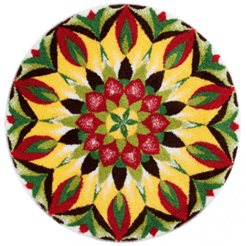 Tapis de salle de bain mandala of life jaune rond 100 cm