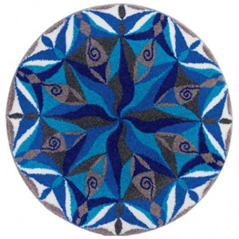 Tapis de salle de bain fluidity bleu rond 100 cm