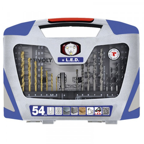 Mallette de 54 outils mixtes forets et embouts tivoly + 1 led