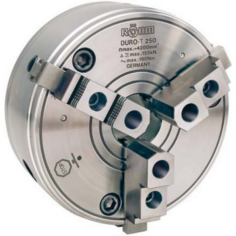 Mandrin à crémaillère à trois mors DURO-T avec cône court DIN 55029, goujon à téton pour Camlock, Taille : 315 mm, Cône court 8