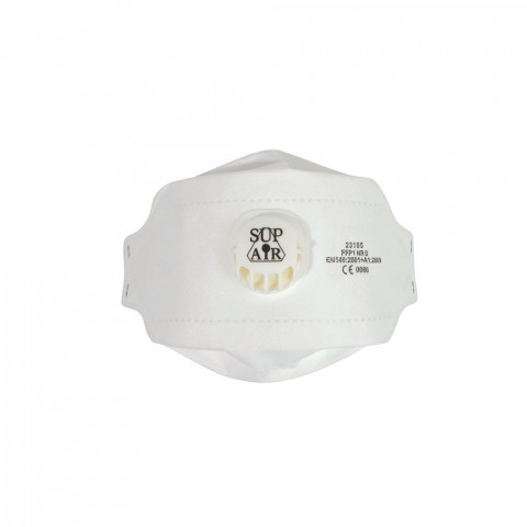 Masque respiratoire pliable 3d à usage unique à valve sup air ffp1 nr d (boîte de 20 masques)