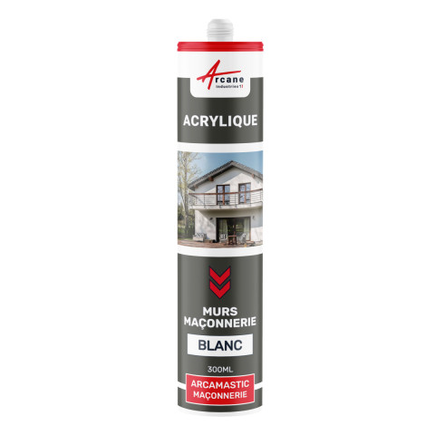 Mastic acrylique pour joints et réparations des supports maçonnés :  arcamastic maconnerie - blanc - Conditionnement au choix