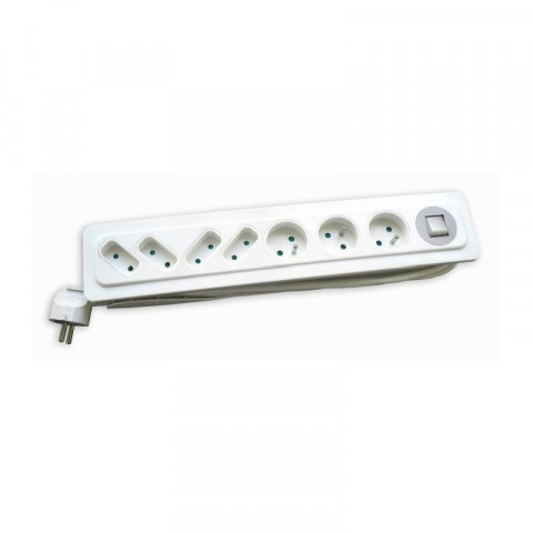 Orys -blocs 7 prises 3x16a + 4x6a + inter glass finish blanc + base blanche