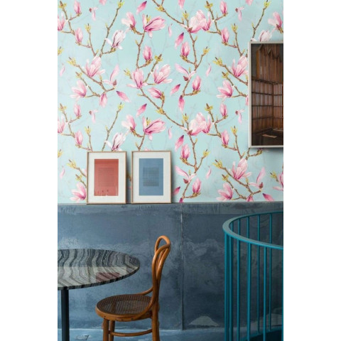 Papier peint de fleurs de magnolia bleu - MAGNOLIA BLUE